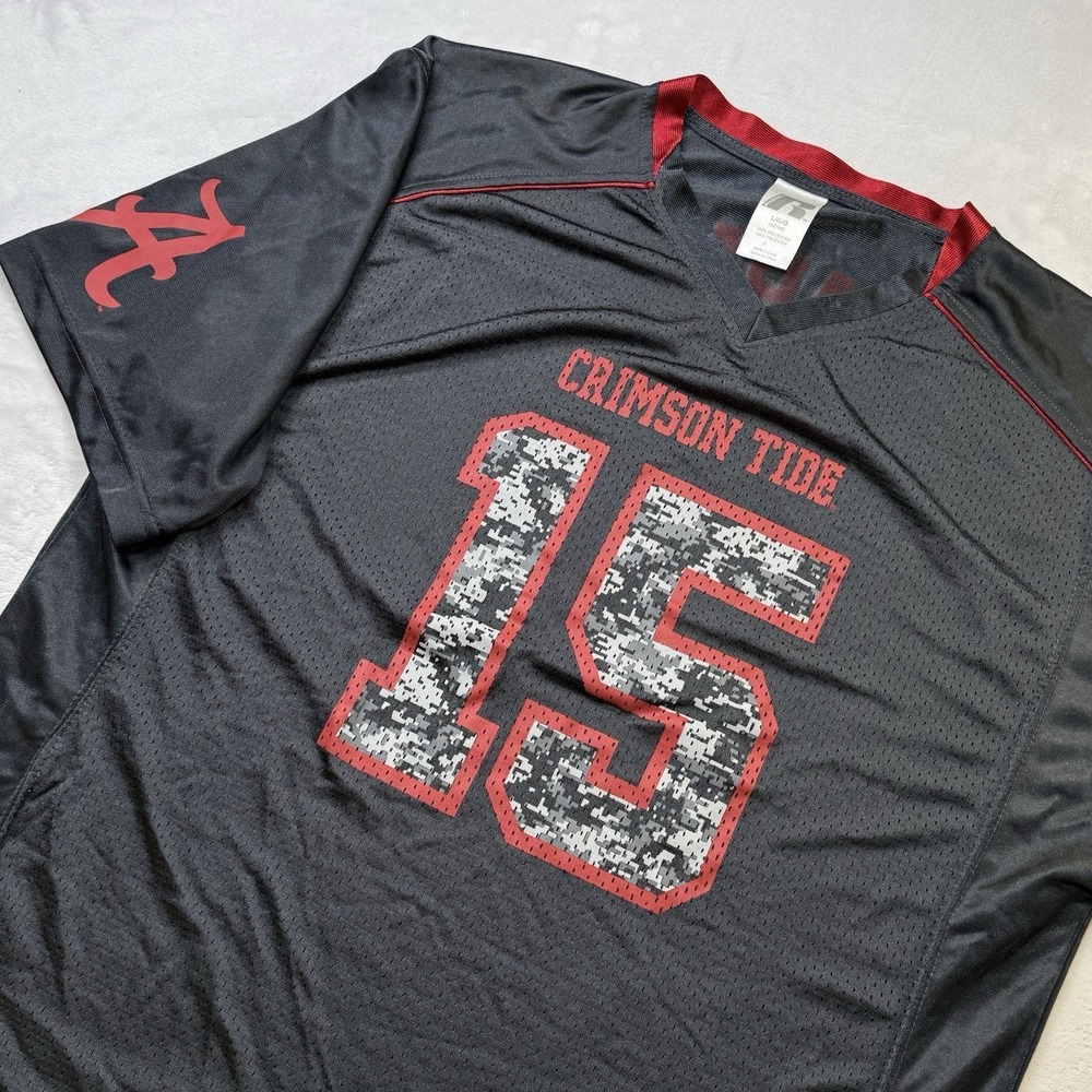 Alabama Crimson Tide #15 Jersey Shirt Large Russell Athletic Camo NCAA